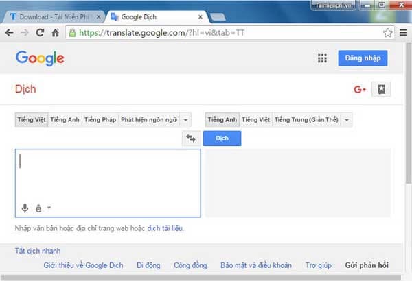 Phần mềm dịch tiếng anh trên máy tính Google Translate