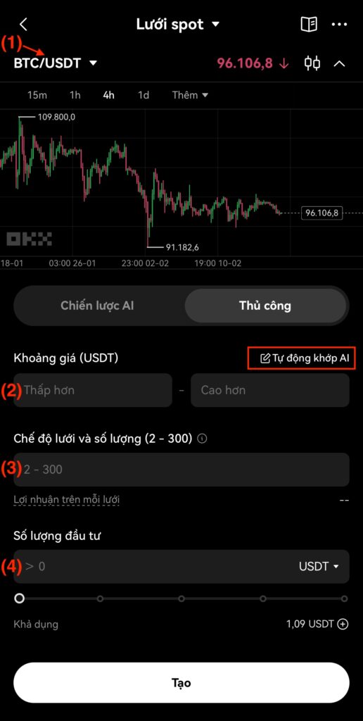 thiết lập bot lưới trên okx